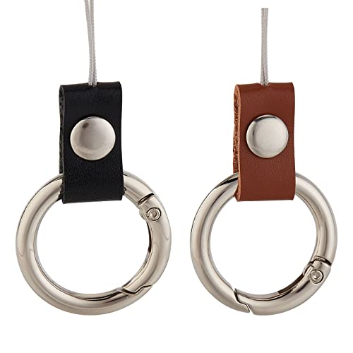 GORGECRAFT 2PCS Keyring with Strap Short Lanyard Black Cell Phone Finger Ring Phone Charms Grip Holders - color: Mixed Color