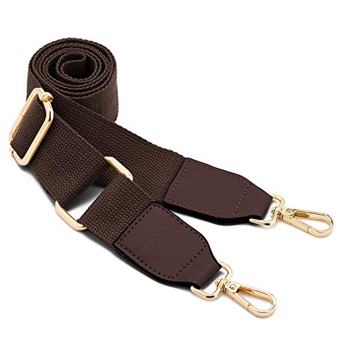 DEVPSISR Wide Shoulder Purse Strap Replacement Adjustable Belt Canvas Bag Crossbody Handbag - color: Leather Buckle-brown