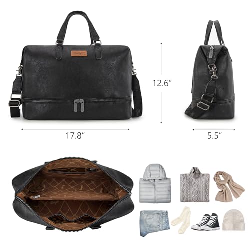 Wrangler Travel Duffel Bag Carry On Overnight Bag with Shoe Compartment Weekender Bag for Women WG253-5110BK - color: L-Black