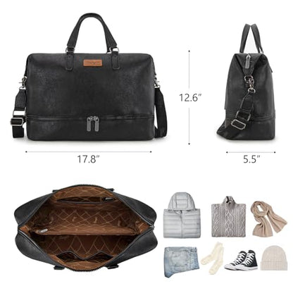 Wrangler Travel Duffel Bag Carry On Overnight Bag with Shoe Compartment Weekender Bag for Women WG253-5110BK - color: L-Black