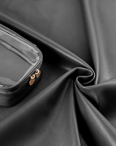 Pocmimut Small Makeup Bag,Clear Make Up Bag Organizer Carry-on Travel Essentials,TSA Approved Toiletry Bag Clear Cosmetic Bags for Women Men,Black - color: Black, style: Small
