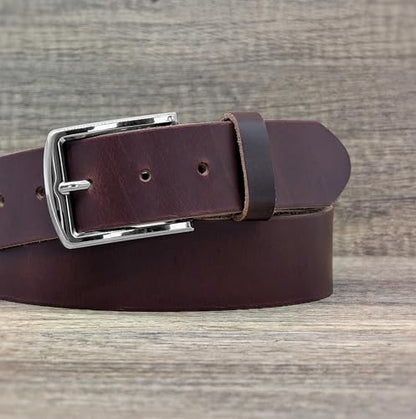 Ashford Ridge Made in England 40mm Full Grain Leather Belt with Classic Buckle - color: Antique Brown, size: 3XL (48" - 52" waist)