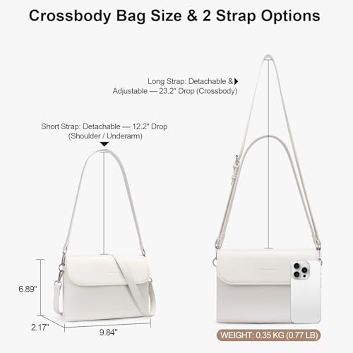 RFID Crossbody Bags for Women Vegan Leather with 2 Straps White | Purse Shoulder Bag Travel Cell Phone - color: Beige