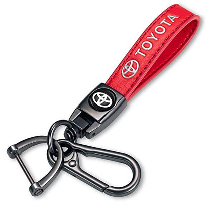 TACOMA Genuine Leather Car Keychain for Key Chain for Men and Women Family Present Key Ring Accessories(Black) - color: Red-02