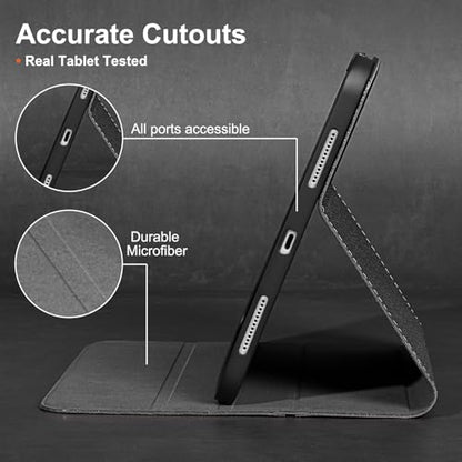 Gexmil Leather Case for iPad Air 11 Inch M4/M3/M2,10.9 Inch,Black | Genuine Leather Cover for iPad Air 2026/2025/2024/2022/2020,Smart Folio Pencil Holder,Protective,Adjustable Stand - color: Palm-Print Black