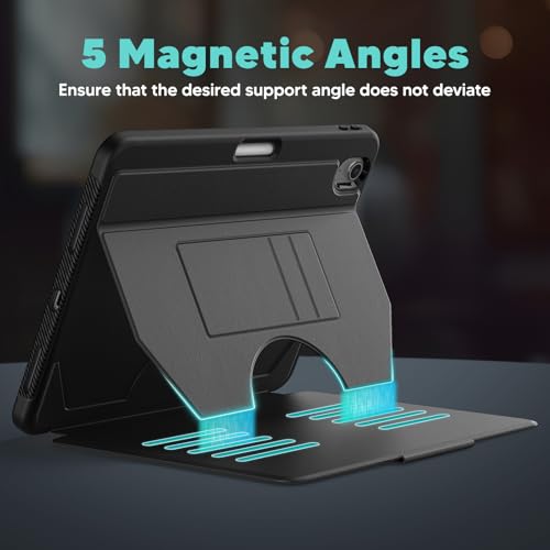 SEYMAC Case for iPad Air 11 inch M4/ M3/ M2 (2026/2025/2024), Black | Full Protective, Auto Sleep/Wake, Strong Magnetic Cover, 5 Standing Angles, Pencil Holder - color: Black, size: 11 Inch - Air 11