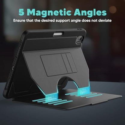 SEYMAC Case for iPad Air 11 inch M4/ M3/ M2 (2026/2025/2024), Black | Full Protective, Auto Sleep/Wake, Strong Magnetic Cover, 5 Standing Angles, Pencil Holder - color: Black, size: 11 Inch - Air 11