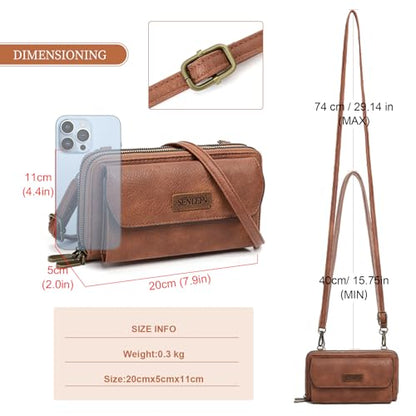 SENDEFN Small Crossbody Phone Purses for Women Vegan Leather Crossbody Bags Shoulder Handbags | Small - color: A01 Light Brown