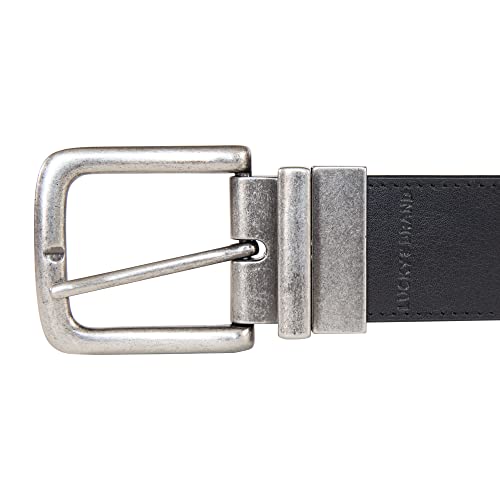 Lucky Brand Men's Reversible Leather Belt | 2-in-1 | Classic | Everyday | Business | Work | Dress | Casual | Metal Buckle - size: 32 Inch