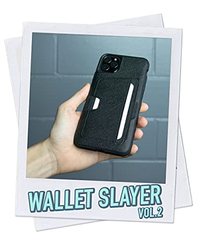Smartish iPhone 11 Pro Max Wallet Case Card Holder, Wallet Slayer V2, Black | Holds 3 Cards + Cash, Slim Vegan Leather Credit Card Slot, Protective & Thin, Grip, Kickstand, Drop-Tested from 6 Feet - color: Black Tie Affair, size: iPhone 11 Pro Max