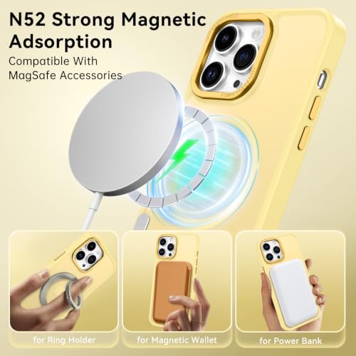 BENTOBEN Magnetic for iPhone 14 Pro Max Case [Compatible with MagSafe] [Military-Grade Protection] Translucent Matte Frosted Slim Shockproof Women Men Phone Case for iPhone 14 Pro Max 6.7",New Yellow - color: New Yellow