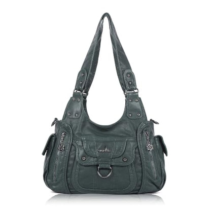 Angel Kiss Women's Shoulder Bag Vegan Leather Hobo Purses and Handbags Satchel Tote Bags for Women with Adjustable Strap - color: Green