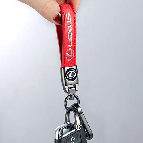 Genuine Leather Car Keychain for Lexus Key Chain for Men and Women Family Present Key Ring Accessories(Red) - color: Black-hdv-06
