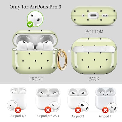 Compatible with AirPods Pro 3 (2025) Case Soft TPU with Cute Golden Keychain Cover Leopard Paint Case for Girls Women for Airpod Pro 3 - Yellow Polka dot - color: yellow polka dot