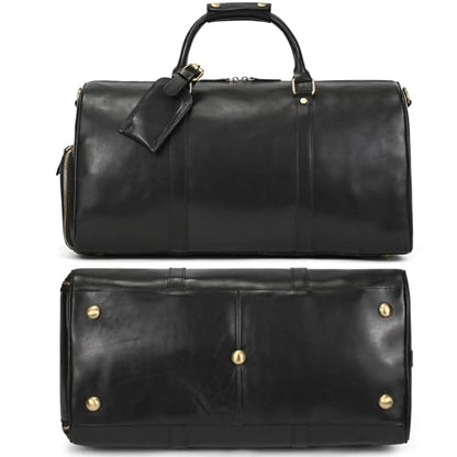 Leather Duffel Bags for Men and Women 20 Inch Full Grain Leather Travel Overnight Weekend Leather Bags Travel Duffel for Men, 9804 Black - color: 9804 Black