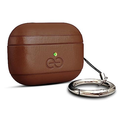 Dreem Om Case Cover with Keychain Clip Compatible with AirPods Pro 2/Pro, Protective One-Piece Hard Shell, Luxury Vegan Leather AirPod Pro Case 2nd/1st Generation with Separate Clip [Chocolate] - color: Chocolate, size: AirPods Pro 2