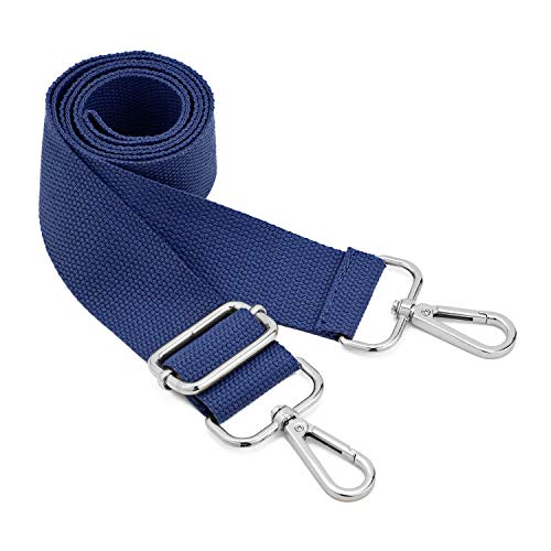 DEVPSISR Wide Shoulder Purse Strap Replacement Adjustable Belt Canvas Bag Crossbody Handbag - color: Silver Buckle-blue