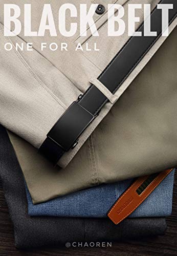 CHAOREN Men's Leather Ratchet Belt - Customizable Fit (35mm) | Smooth Sliding, Precise Micro‑Adjust, Trim to Fit, Dress & Casual Wear, Gift Box - color: Night / Black, size: 32" to 38" Waist Adjustable