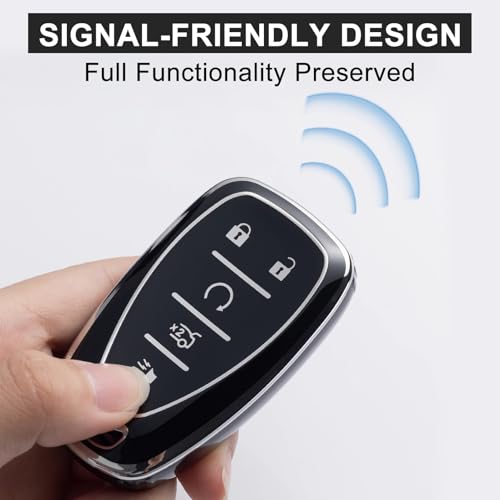 Key Fob Cover for Chevy - Premium Soft TPU Shell Full Protection Case with Keychain, Fits Equinox Malibu Traverse Cruze Blazer Camaro Trailblazer Spark Sonic Volt Bolt Trax, Gray 5-Button - color: Gray, size: 5 Buttons