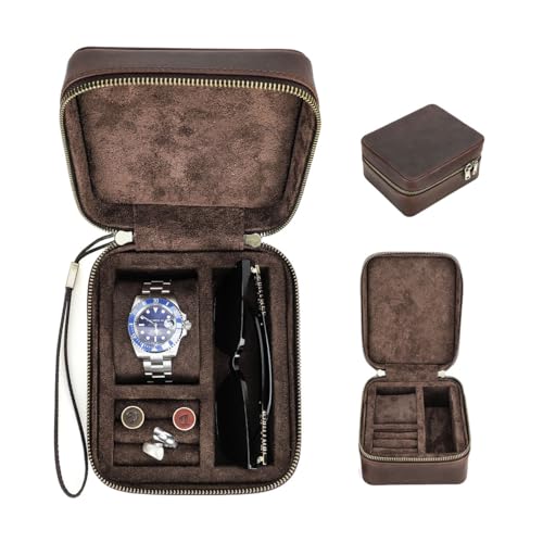 CONTACTS Cufflinks Box Leather Watch Case Glasses Holder for Men Travel Jewelry Storage Organizer Small Padded Tray for Cufflinks Watch Band Sunglasses Rings Studs - size: Short Rectangular