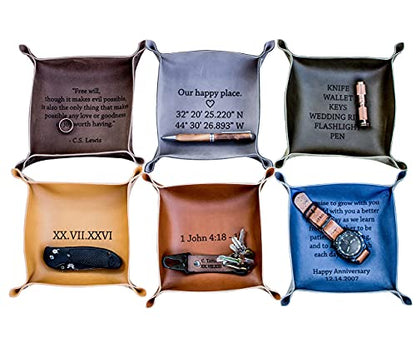 Personalized Leather Valet Tray and Catchall, Handmade in the USA, Gift Idea for Him