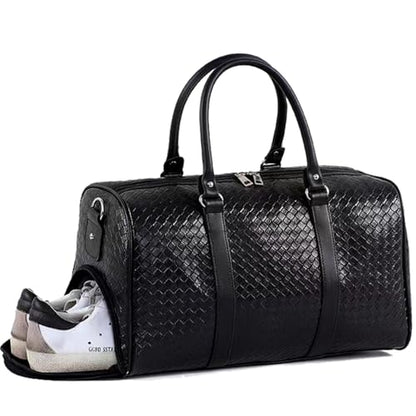 27L Small Travel Duffle Bag Weekender Bags for Women and Men with Shoe Compartment Foldable Waterproof Toiletry Bag Hospital Bags for Labor and Delivery Gym Bag (Black with shoes) - color: Black with shoes