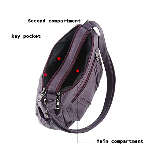 ELDA Crossbody Bags For Women Pocketbooks Soft PU Leather Purses and Handbags Multi Pocket Shoulder Bag - color: Dark Purple
