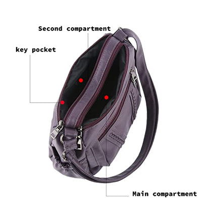ELDA Crossbody Bags For Women Pocketbooks Soft PU Leather Purses and Handbags Multi Pocket Shoulder Bag - color: Dark Purple