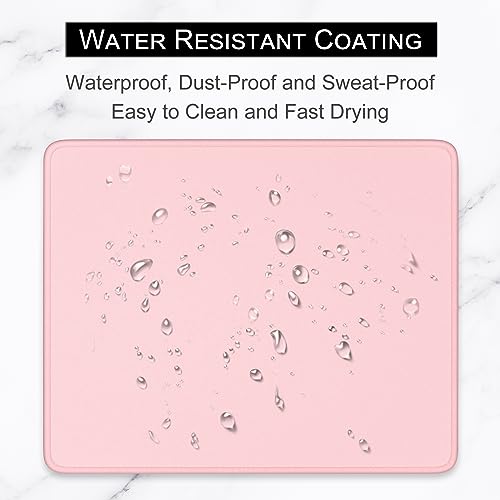 Hsurbtra Pink Mouse Pad, Premium-Textured Square Mousepad 10.2 x 8.3 Inch, Stitched Edge Anti-Slip Waterproof Rubber Pretty Cute Computer Mat for Office Gaming Laptop Women Kids - color: Pink, size: Square Mousepad (10.2" x 8.3")