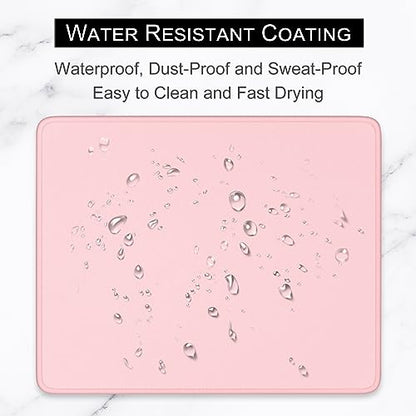 Hsurbtra Pink Mouse Pad, Premium-Textured Square Mousepad 10.2 x 8.3 Inch, Stitched Edge Anti-Slip Waterproof Rubber Pretty Cute Computer Mat for Office Gaming Laptop Women Kids - color: Pink, size: Square Mousepad (10.2" x 8.3")