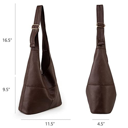 Montana West Hobo Purse for Women, Vegan Leather Shoulder Bag with Wristlet | Soft Slouchy, Magnetic Closure, Adjustable Strap and Matching Zip Wristlet; Roomy Purse for Work, Travel, Daily Use - color: Coffee