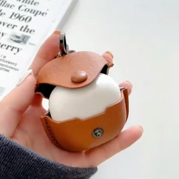 for Samsung Galaxy Buds 4 / Buds 4 Pro Leather Case with Keychain Lock, Stylish Retro PU Leather Wireless Charging Earbuds Protective Cover for Galaxy Buds4 / Buds 4Pro for Women Men (Brown) - color: Brown