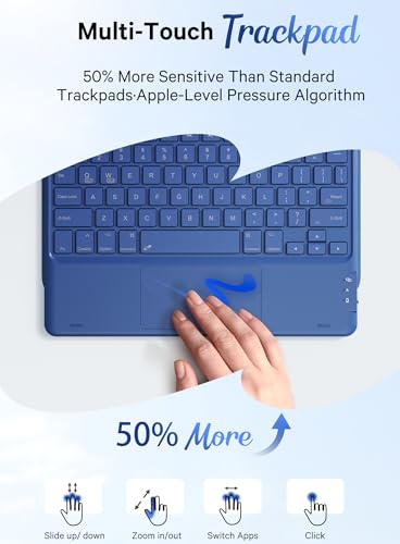 CHESONA Compatible for iPad 11th(A16)/10th Generation Case with Keyboard | Detachable Folio Keyboard Case with Multi-Touch Trackpad, 7-Color Backlight, Pencil Holder & Dual Bluetooth, Blue - color: Blue