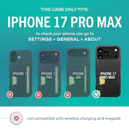 Smartish iPhone 17 Pro Max Wallet Case Card Holder, Wallet Slayer V2, Black | Holds 3 Cards + Cash, Slim Vegan Leather Credit Card Slot, Protective & Thin, Grip, Kickstand, Drop-Tested from 6 Feet - color: Black Tie Affair, size: iPhone 17 Pro Max