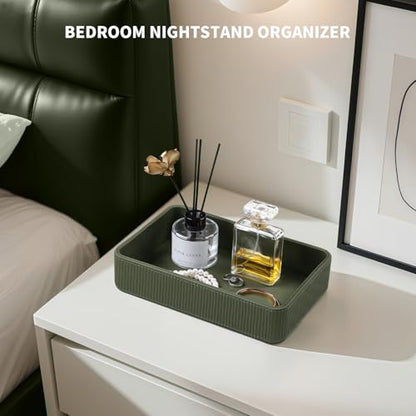 Valet Tray Organizer Bedside Nightstand Organizer Desk CatchallTray - color: Green