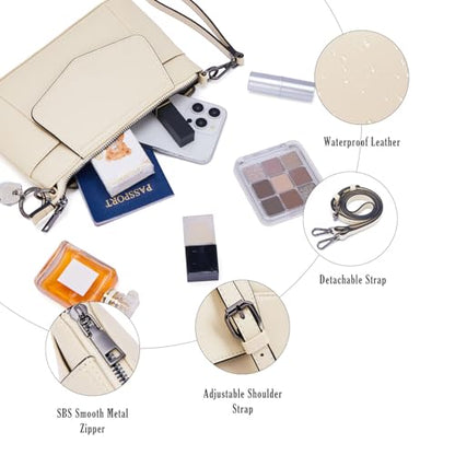 Switrock Small Crossbody Bags for Women, Cell Phone Bag Mini Over Wristlets Handbag Wallet Purse with Card Slots - color: A-apricot