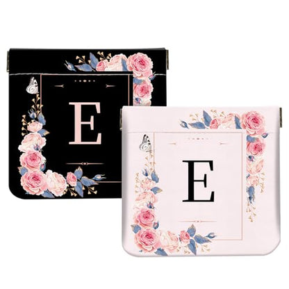 2Pcs Initial Letter PU Leather Small Squeeze Coin Purse Pouch Mini coin Bag Unique And Cute Wallet Cosmetic Bags For Women Girls Men Change Bag Letter E - color: Letter E