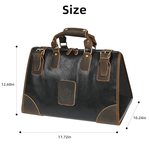 Water Resistant Canvas + Leather Travel Luggage Tote Duffle Gym Suitcase Weekender Overnight Bag For Men Male FB8151 (X-8151-Black) - color: Black