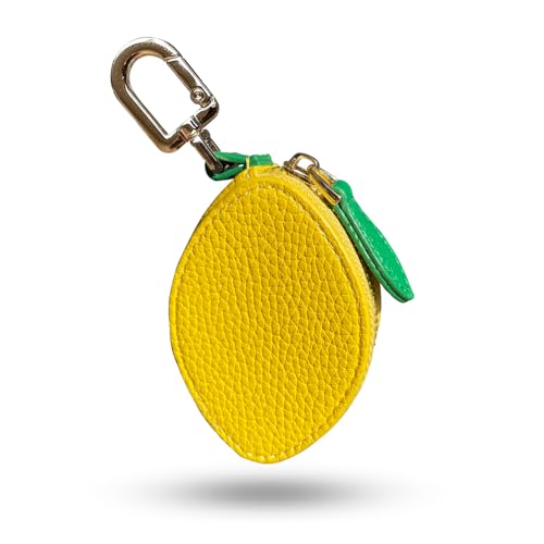 2.95 x 2.1 Inch Lemon Fruit Bag Charm Cute Mini Coin Purse Keychain,Mini Leather Coin Pouch Change Purse for Backpack Decoration,Coin Lemon Wallet for Girl Women - color: lemon