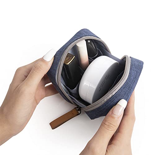 Hekyip Mini Cosmetic Bag, Travel Makeup Pouch, Portable Waterproof Cosmetic Pouch for Ladies Women, Mini (Mini Navy Blue) - color: Mini Navy Blue
