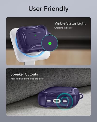 ESR for AirPods Pro 3 Case (2025), Magnetic Lid, Cyber Tough Series, Purple | Compatible with Airpods Pro 3rd Generation (USB-C Cable), Compatible with MagSafe, Powerful Drop Protection - color: Purple, size: AirPods Pro 3 Case
