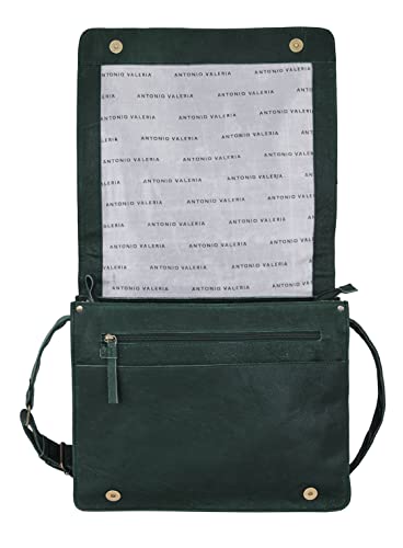 Antonio Valeria Albert Premium Leather Messenger Bag for Men - color: Oily Wash Green