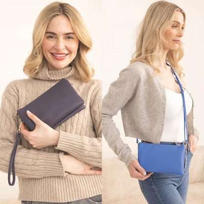 JEN & CO. Riley Small Crossbody Bags Vegan Leather Wristlet Wallets Clutch Purses Shoulder Handbag for Women - color: Lt. Gold