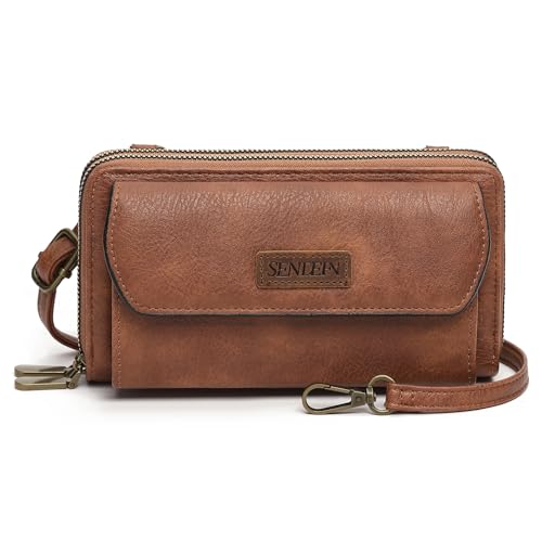 SENDEFN Small Crossbody Phone Purses for Women Vegan Leather Crossbody Bags Shoulder Handbags | Small - color: A01 Light Brown