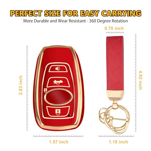 FT FUNTOR for Subaru Key Fob Cover with Keychain - color: B-red