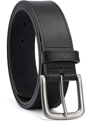 Mens Leather Belts for Jeans | Genuine Leather, Everyday Casual Dress, Classic Style, Handmade, Gift Box - color: Black 206, size: 36(Fits Waist 34"-35")