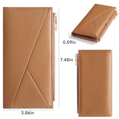 Ultra Slim Womens Wallet Bifold RFID Blocking Credit Card Holder for Women - color: Tc-Light brown
