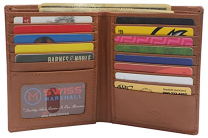 MARSHAL Extra Capicity RFID Blocking Bifold Hipster Credit Card Wallet Premium Leather (CN Tan) - color: CN Tan