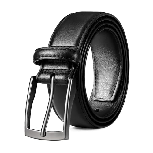XZQTIVE Men's Suede Belt - Genuine Leather Dress Belt for Jeans Dress - color: Black, size: Fit Pant 31"-35"