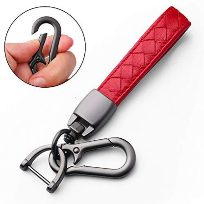 Compatible With Jeep Key Fob Cover With Leather Keychain Soft TPU Protection Key Case For Grand Cherokee Renegade Chrysler 200 300 Dodge RAM Durango Challenger Journey Dart Fiat Smart Key,Red - color: Red